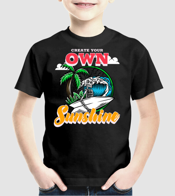 Create your own sunshine surfer skeleton model negru pe tricou