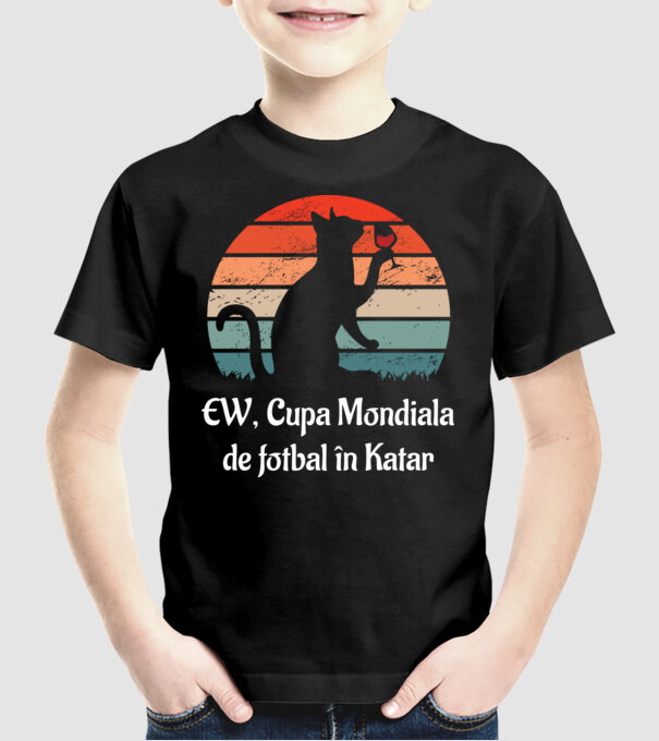 Cupa Mondiala de fotbal în Katar model negru pe tricou