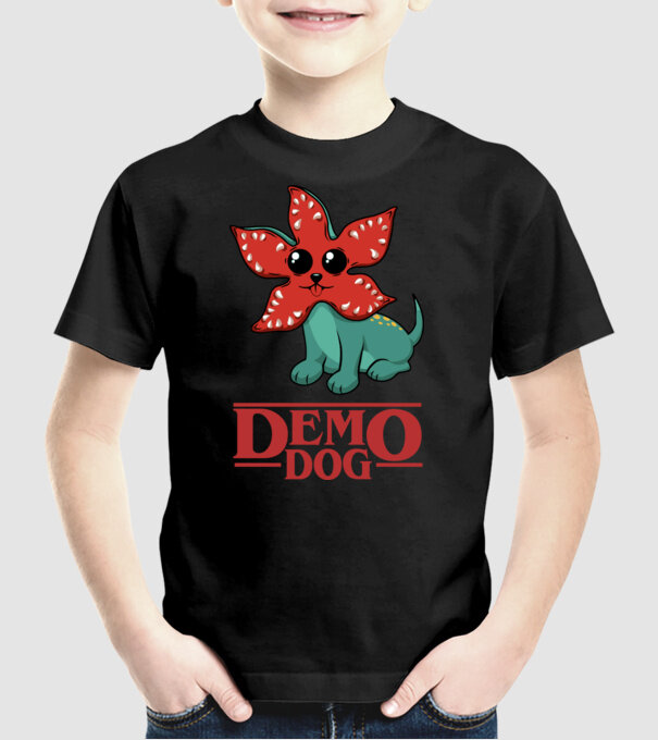 cute demodog model negru pe tricou