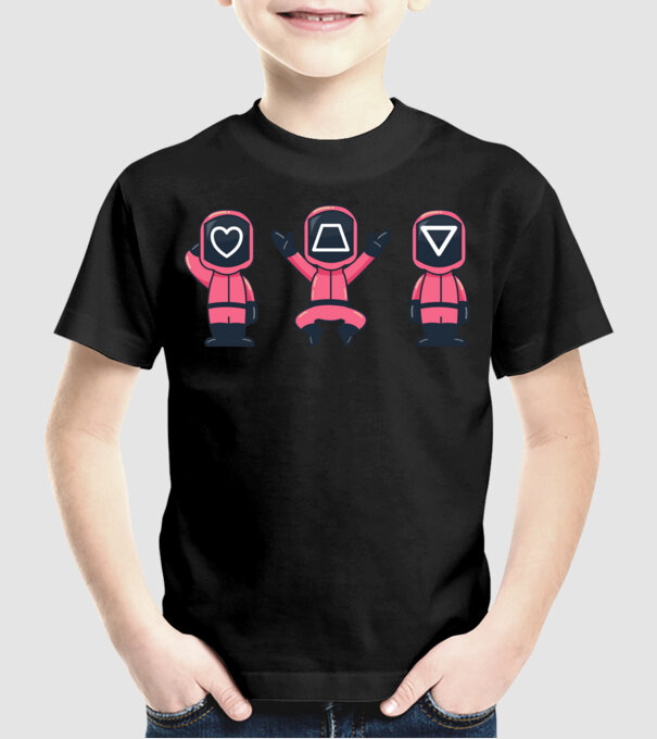 cute squid game toys model negru pe tricou