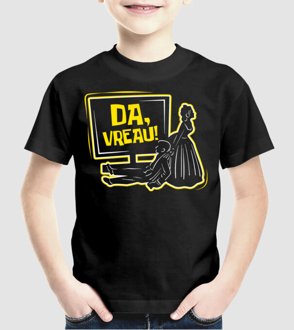 Da, vreau! model negru pe tricou