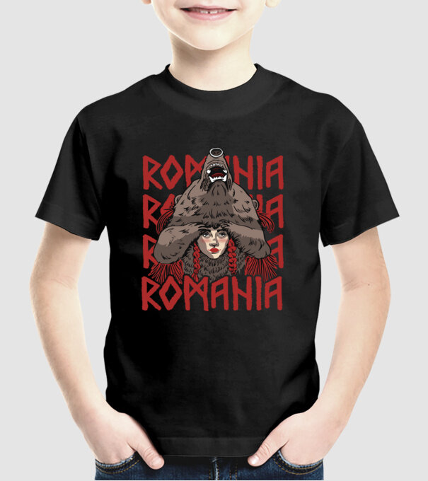 Dansul Ursului romania model negru pe tricou