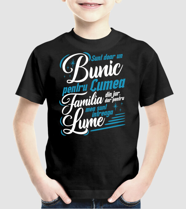 Sunt doar un bunic pentru lumea din jur, dar pentru familia mea sunt întreaga lume! model negru pe tricou