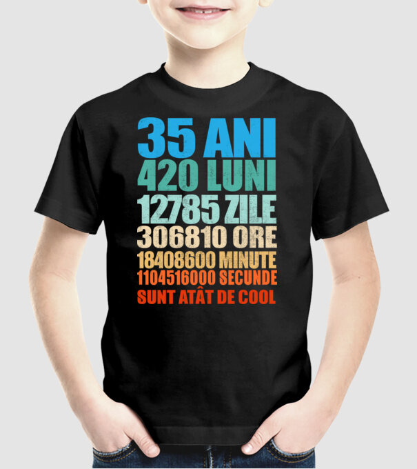 De 35 ani - luni - zile - ore - minute - secunde - sunt atât de cool model negru pe tricou
