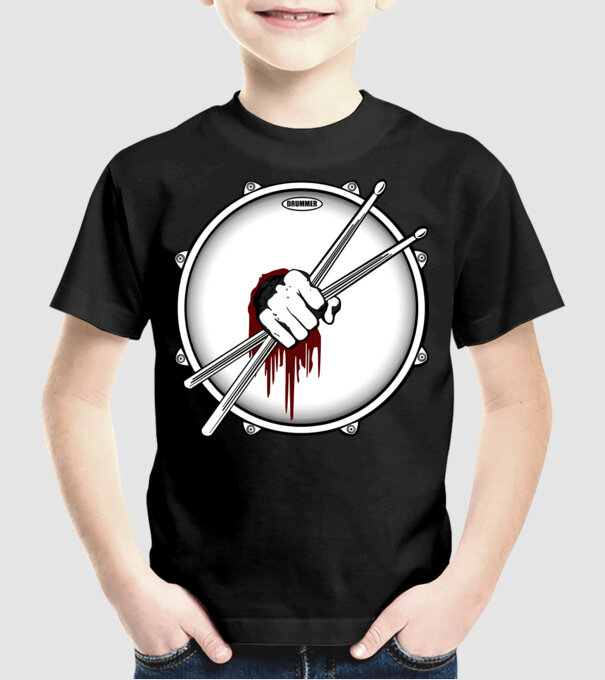 dedicated drummer model negru pe tricou