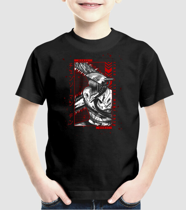 Denji Chainsaw man model negru pe tricou
