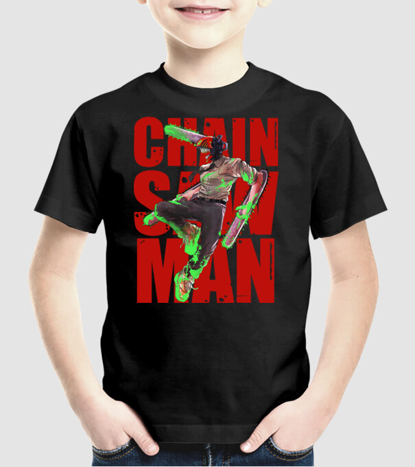 Denji chainsaw man concept model negru pe tricou