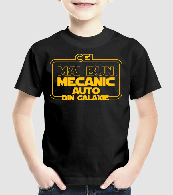 Cel mai bun mecanic auto din galaxie model negru pe tricou