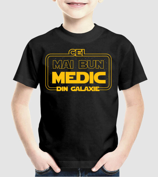 Cel mai bun medic din galaxie model negru pe tricou