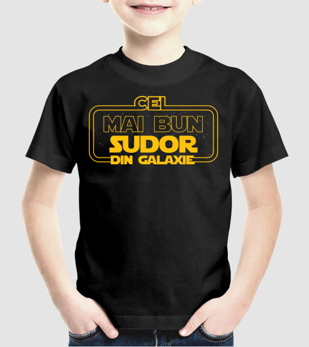 Cel mai bun sudor din galaxie model negru pe tricou