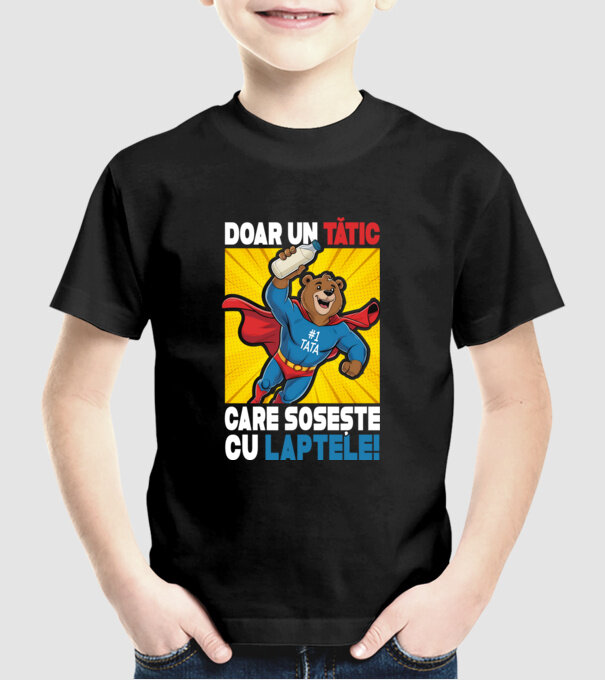 Doar un Tătic Care sosește cu laptele model negru pe tricou