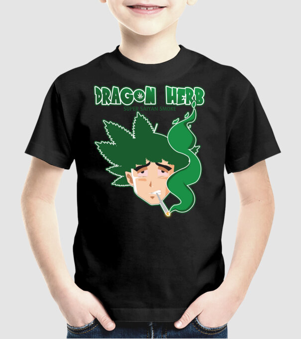 dragon herb smoke model negru pe tricou