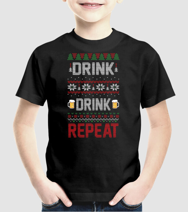 Drink drink repeat model negru pe tricou