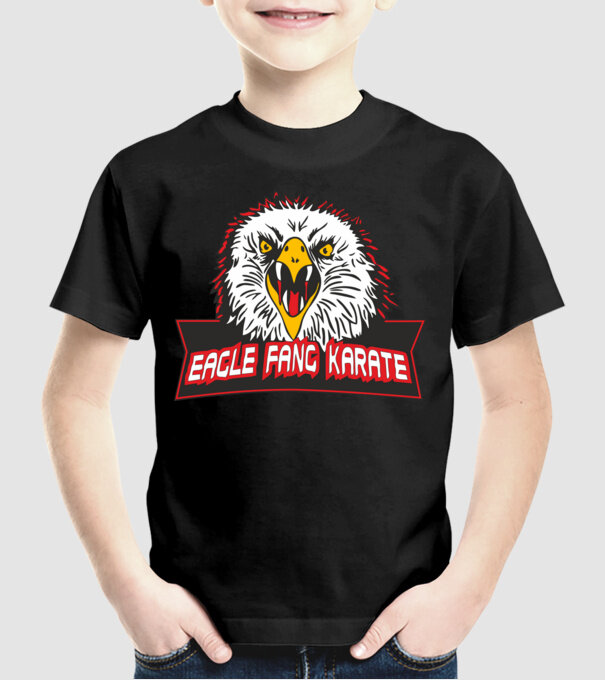 eagle fang karate cobra kai model negru pe tricou