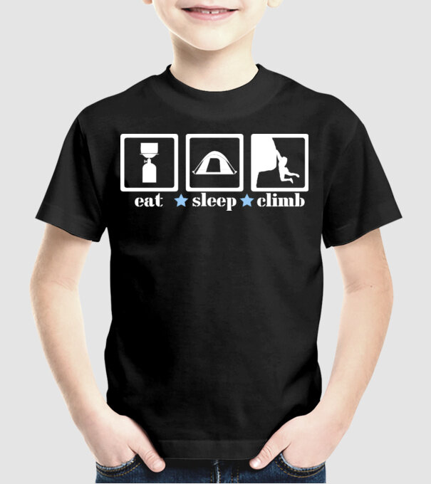 eatsleepclimb2 model negru pe tricou