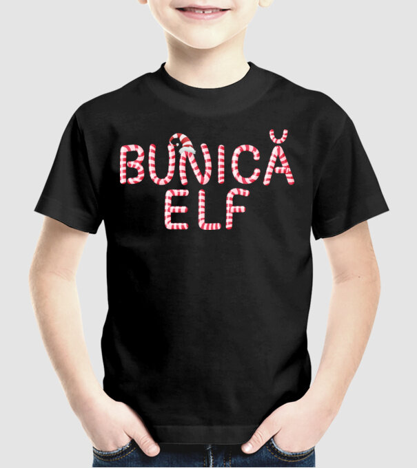 bunică elf model negru pe tricou