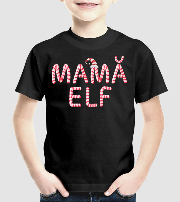 mamă elf model negru pe tricou