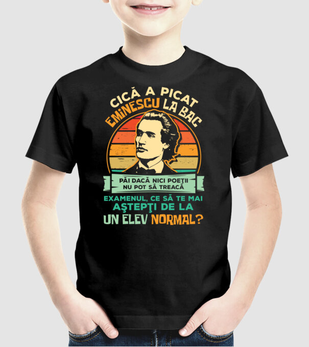 Eminescu model negru pe tricou