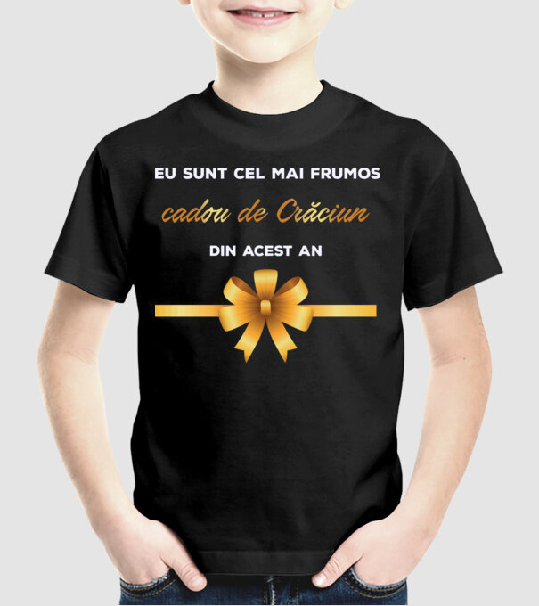 Eu sunt cel mai frumos cadou de Crăciun din acest an model negru pe tricou