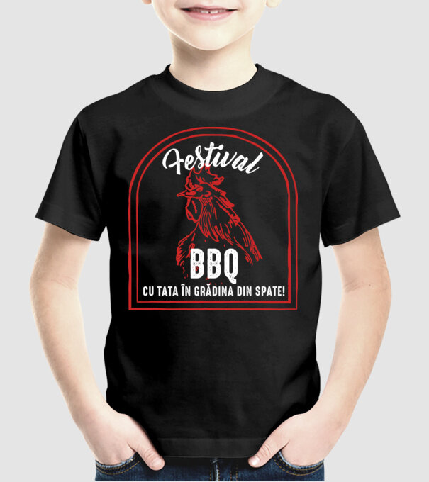 Festival BBQ - cu tata în grădina din spate! model negru pe tricou