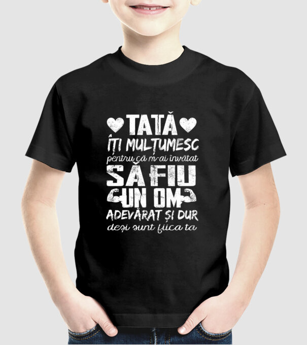 fiică crescută ca fiu Negru model negru pe tricou