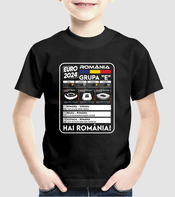 Fotbal Calendar Euro 2024 model negru pe tricou