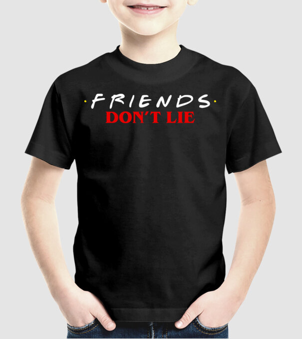 friends dont lie stranger things parody model negru pe tricou