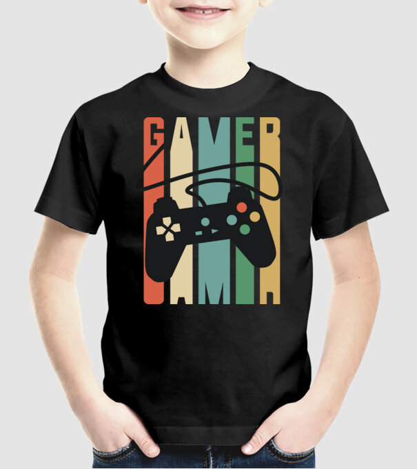 Gamer Controller model negru pe tricou