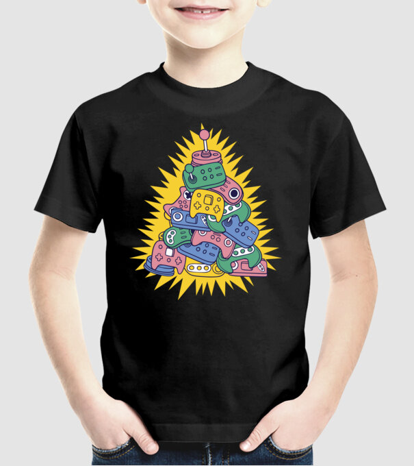 Gamer controller christmas tree model negru pe tricou