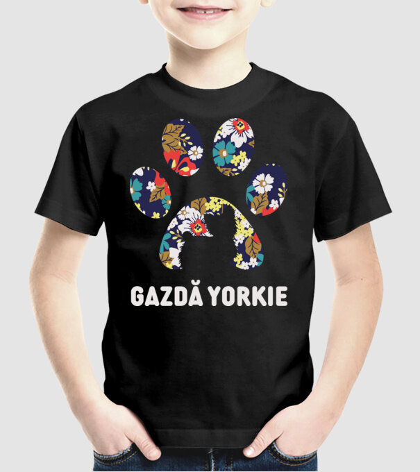 Gazdă Yorkie model negru pe tricou