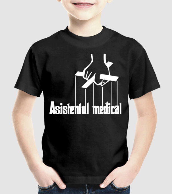 Asistentul medical / Asistenta medicală model negru pe tricou