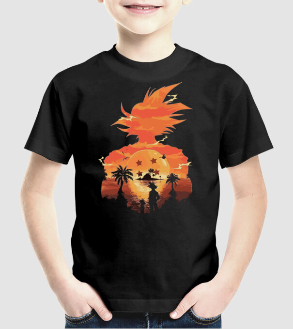goku sunset 2 model negru pe tricou