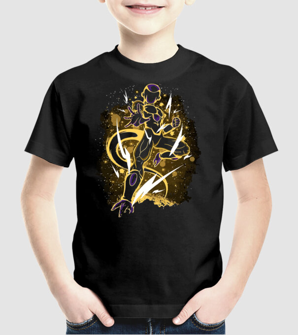 golden freeza dragonball model negru pe tricou