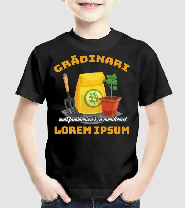 Grădinari model negru pe tricou