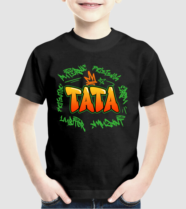 Graffiti tata model negru pe tricou