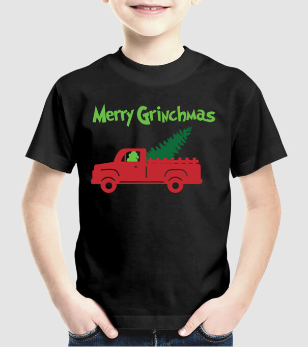 Grinchmas truck model negru pe tricou