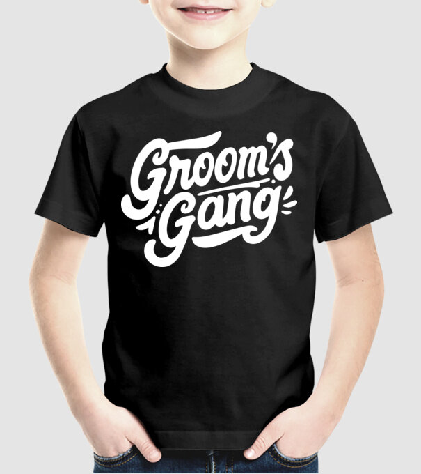 Grooms Gang model negru pe tricou