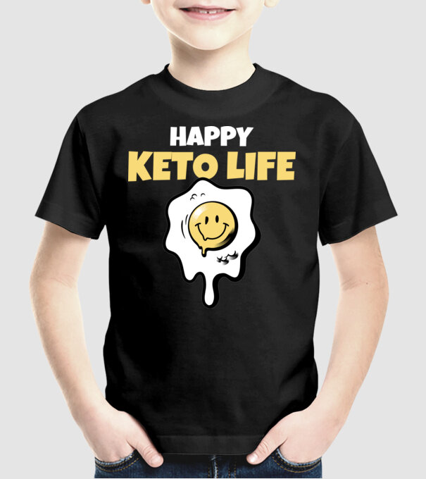 HAPPY KETO LIFE model negru pe tricou