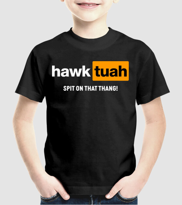 hawk tuah pornhub mix model negru pe tricou