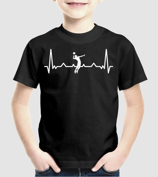 Heartbeat with volleyball model negru pe tricou