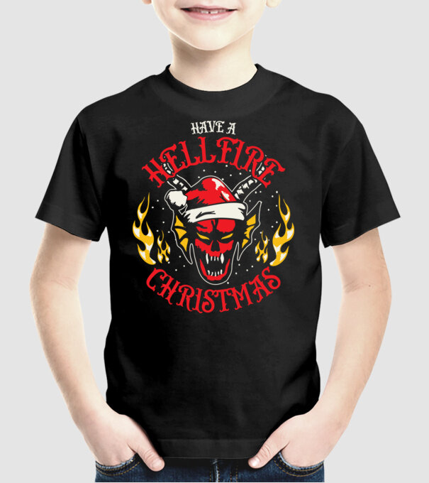 Hellfire Christmas model negru pe tricou