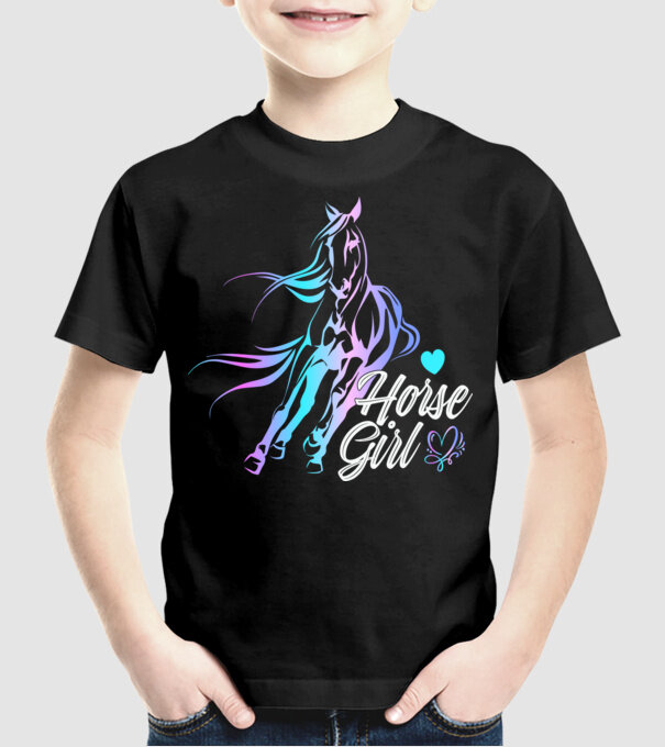 Horse girl 2 model negru pe tricou