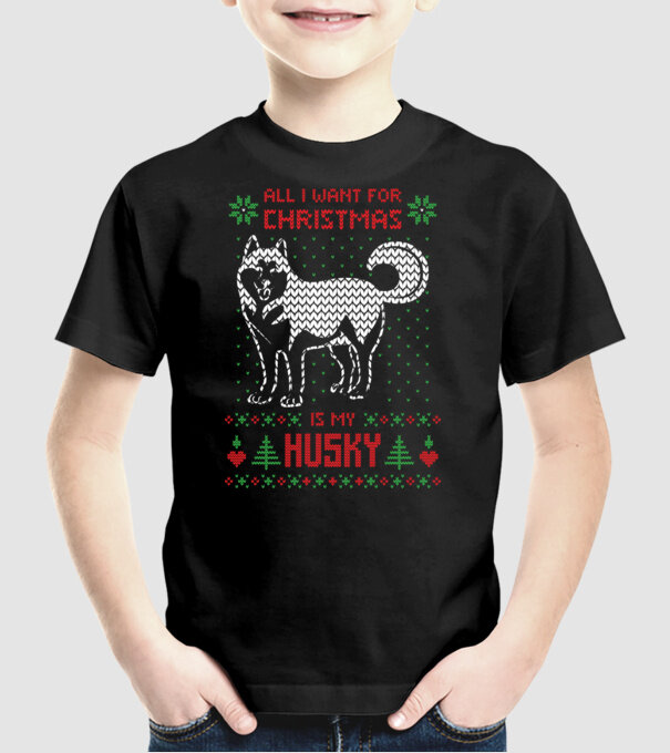 Husky model negru pe tricou
