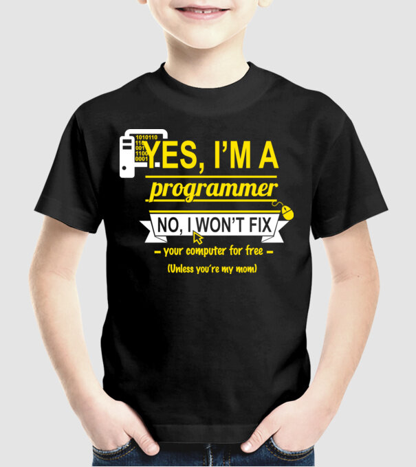 I am a programmer model negru pe tricou