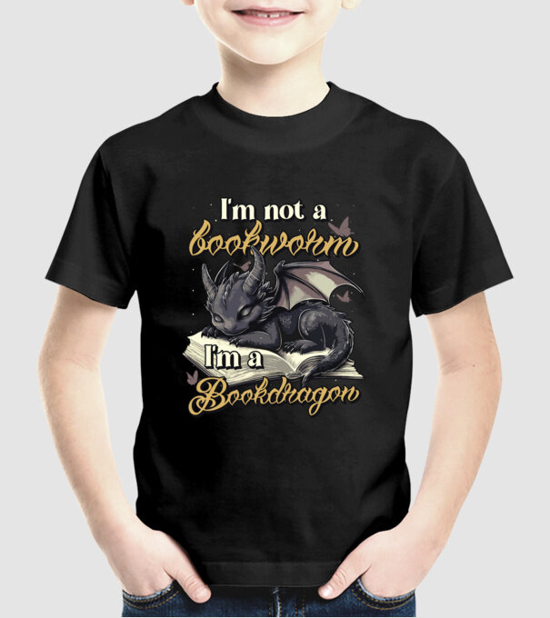 I am not a bookworm i am a bookdragon model negru pe tricou