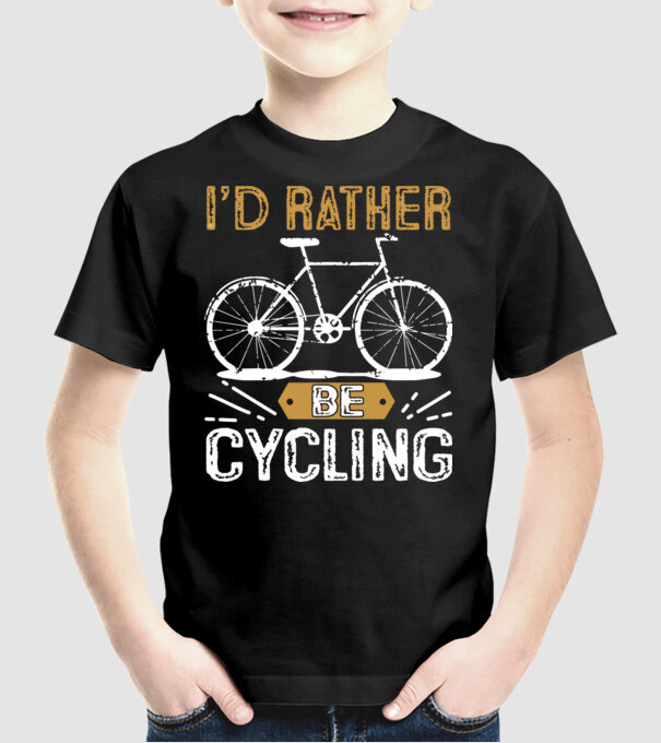 I'd rather be cycling model negru pe tricou