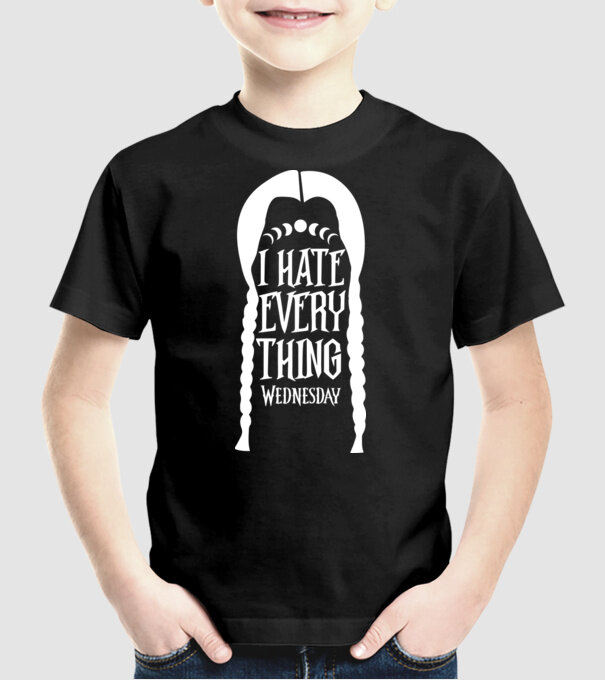 I hate everything model negru pe tricou