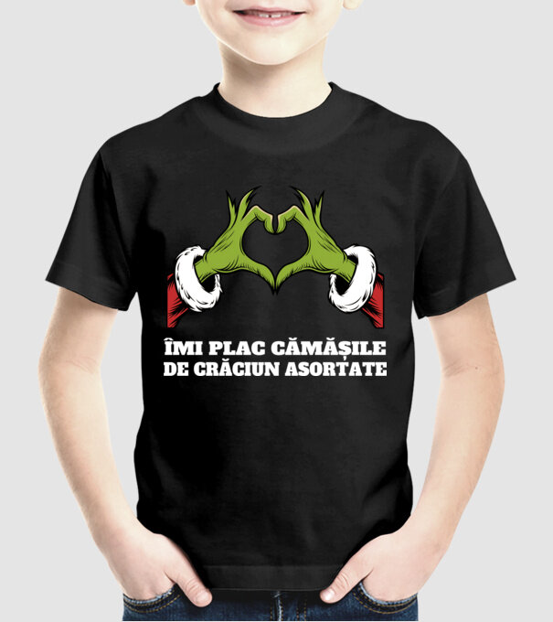 Îmi plac cămășile de crăciun asortate negru model negru pe tricou