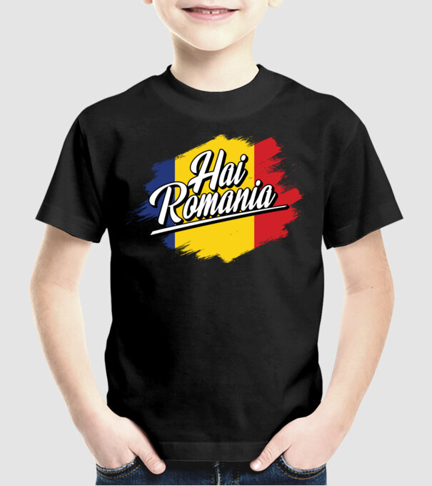 Inscripție cu steag model negru pe tricou