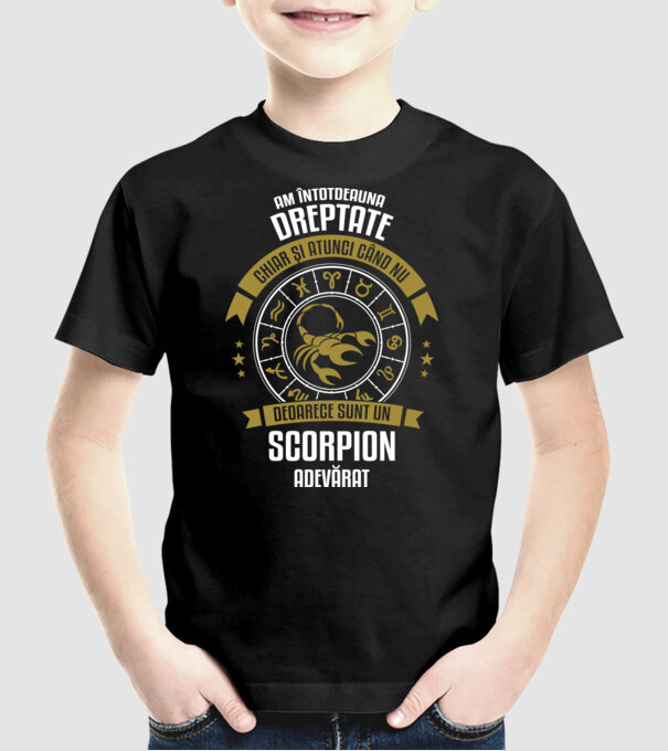 Întotdeauna am dreptate. Chiar și atunci, când nu am, deoarece sunt din zodia scorpion. model negru pe tricou